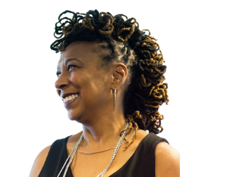 Ein Porträt von Kimberlé Crenshaw, eine Anwältin, Bürgerrechtlerin und intersektionale Feministin.