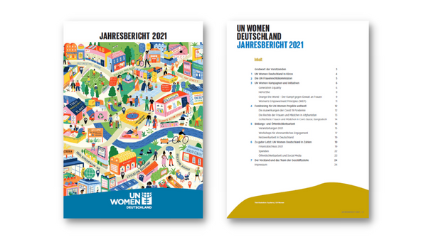 Titelseite des Jahresberichtes von UN Women Deutschland e.V. von 2021