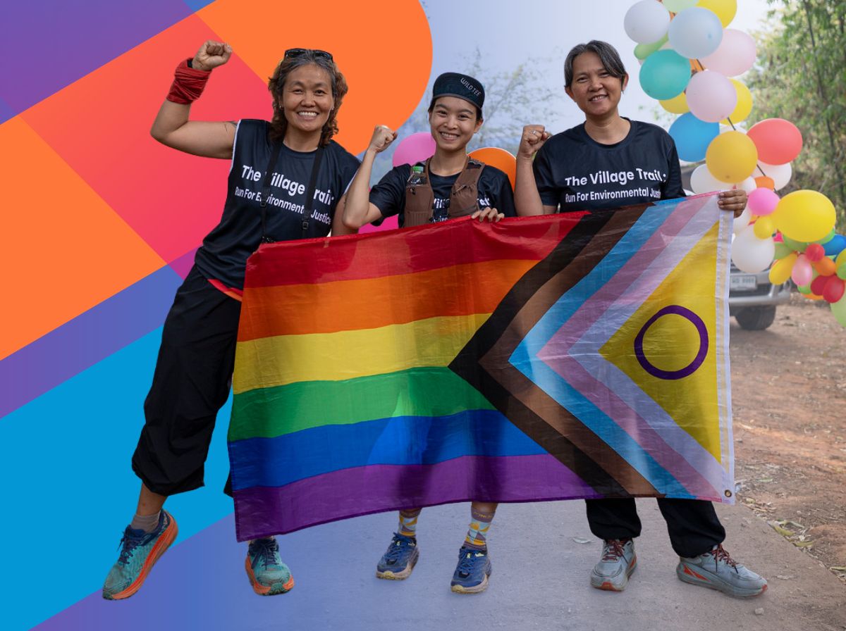 3 Aktivistinnen mit Intersex Inclusive Pride Flagge