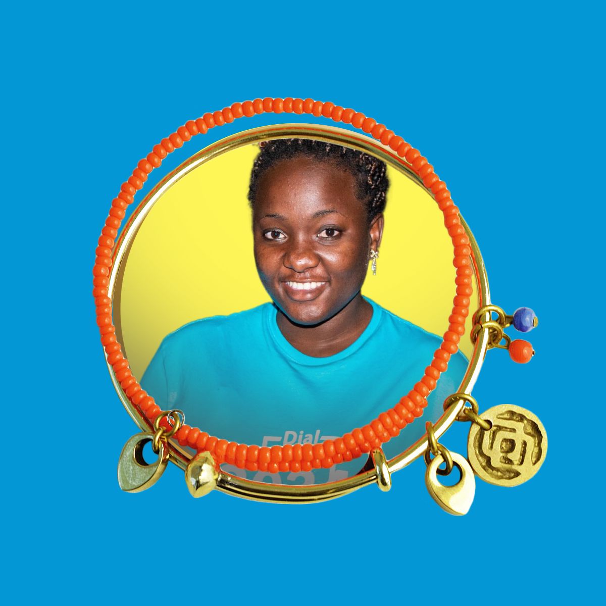 Teilnehmerin beim Start eines Hotline-Dienstes im Geflüchtetencamp Dzaleka - Portrait in Charity Armband - Ein Zeichen gegen Gewalt an Frauen - UN Women Deutschland