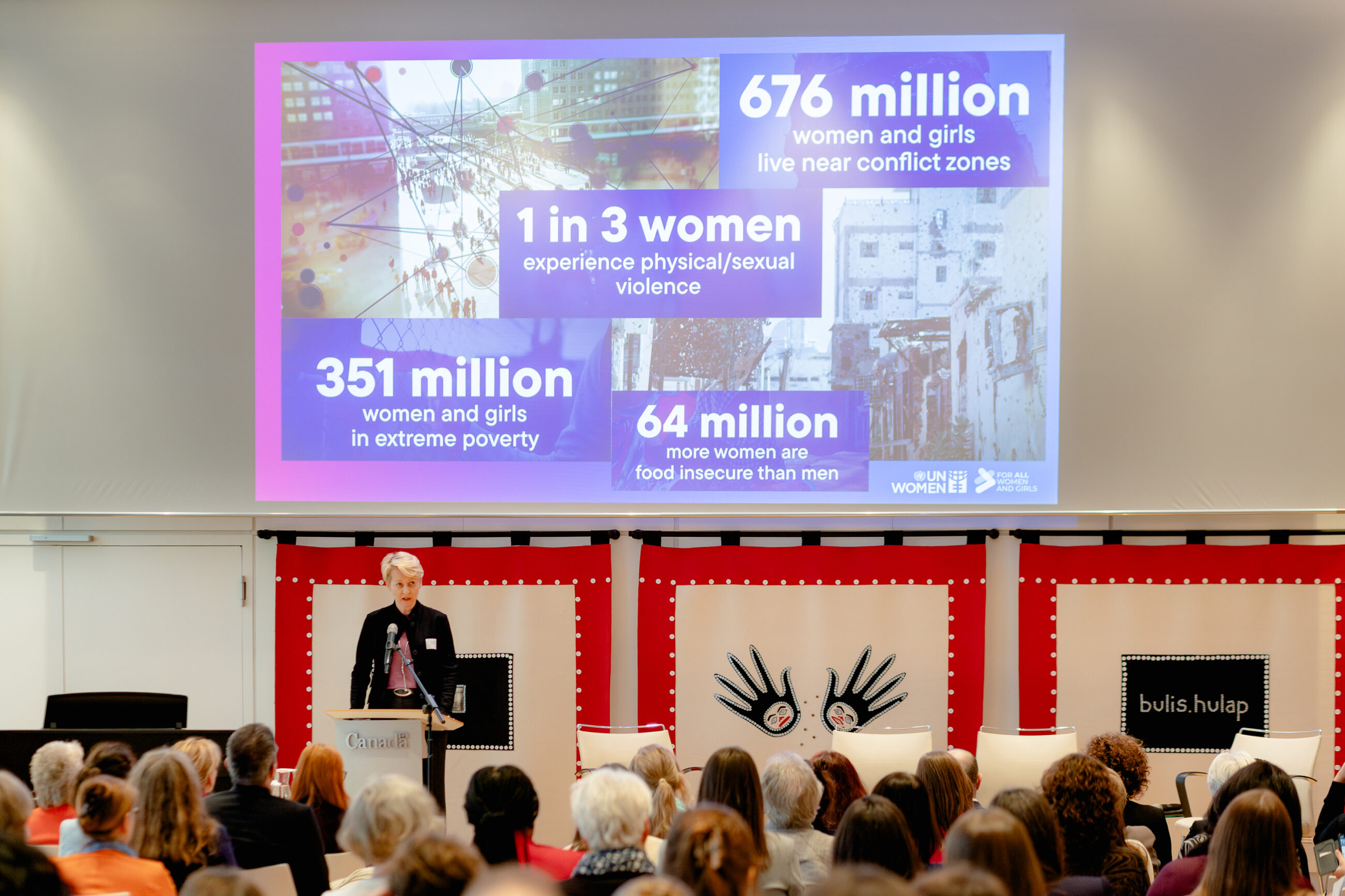 Vesna Jaric on stage at the international conference presenting the Beijing+30 overview.