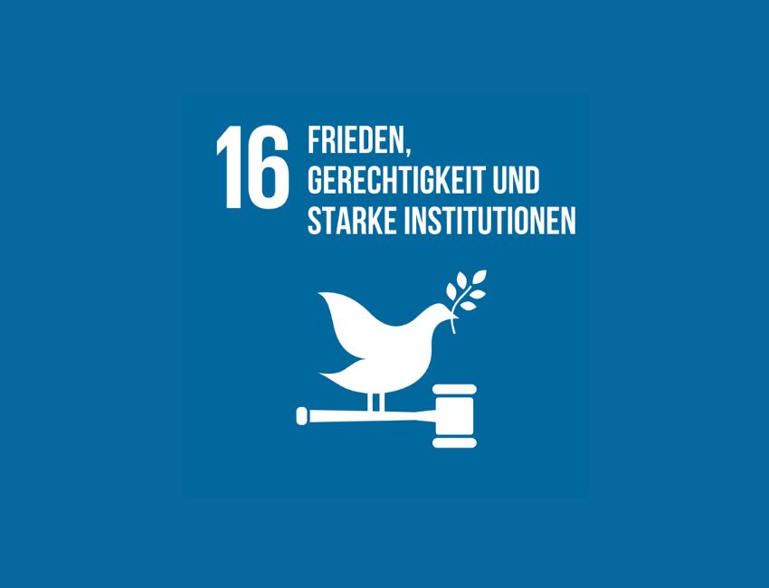 SDG 16 Icon Frieden, Gerechtigkeit und starke Institutionen